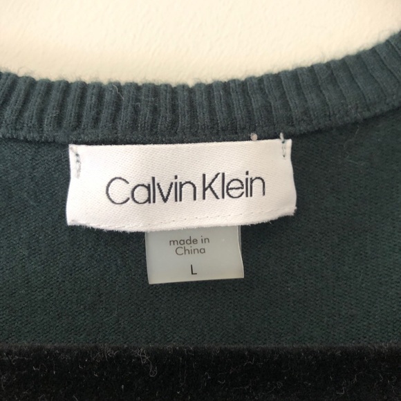 Calvin Klein Green Long Sleeve Vneck Sweater Dress - Picture 2 of 3